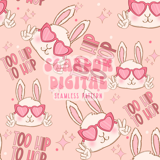 Too Hip to Hop Seamless Pattern-Easter Sublimation Digital Design Download-easter girl seamless file, easter bunny seamless pattern designs