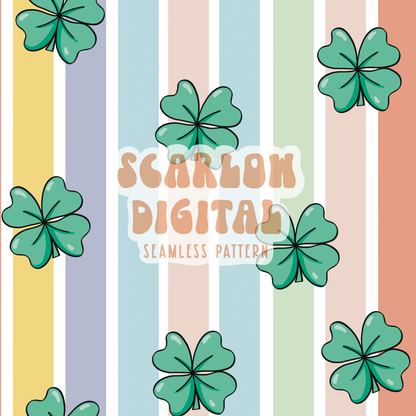 Saint Patrick's Day Seamless Pattern Digital Design Download, shamrock seamless file, striped digital paper, st patty day digital patterns