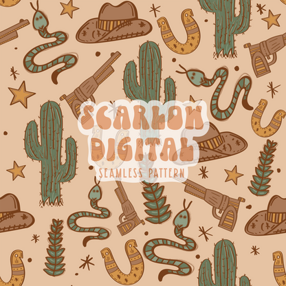 Western Seamless Pattern Sublimation Digital Design Download-cactus seamless file, country seamless file, southwest seamless pattern design