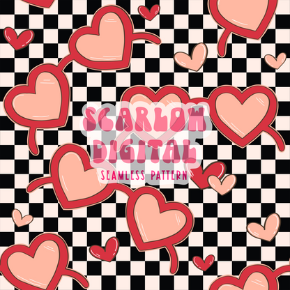 Sunglasses Seamless Pattern-Valentine's Digital Design Download-retro seamless file, hearts seamless file, valentines seamless patterns