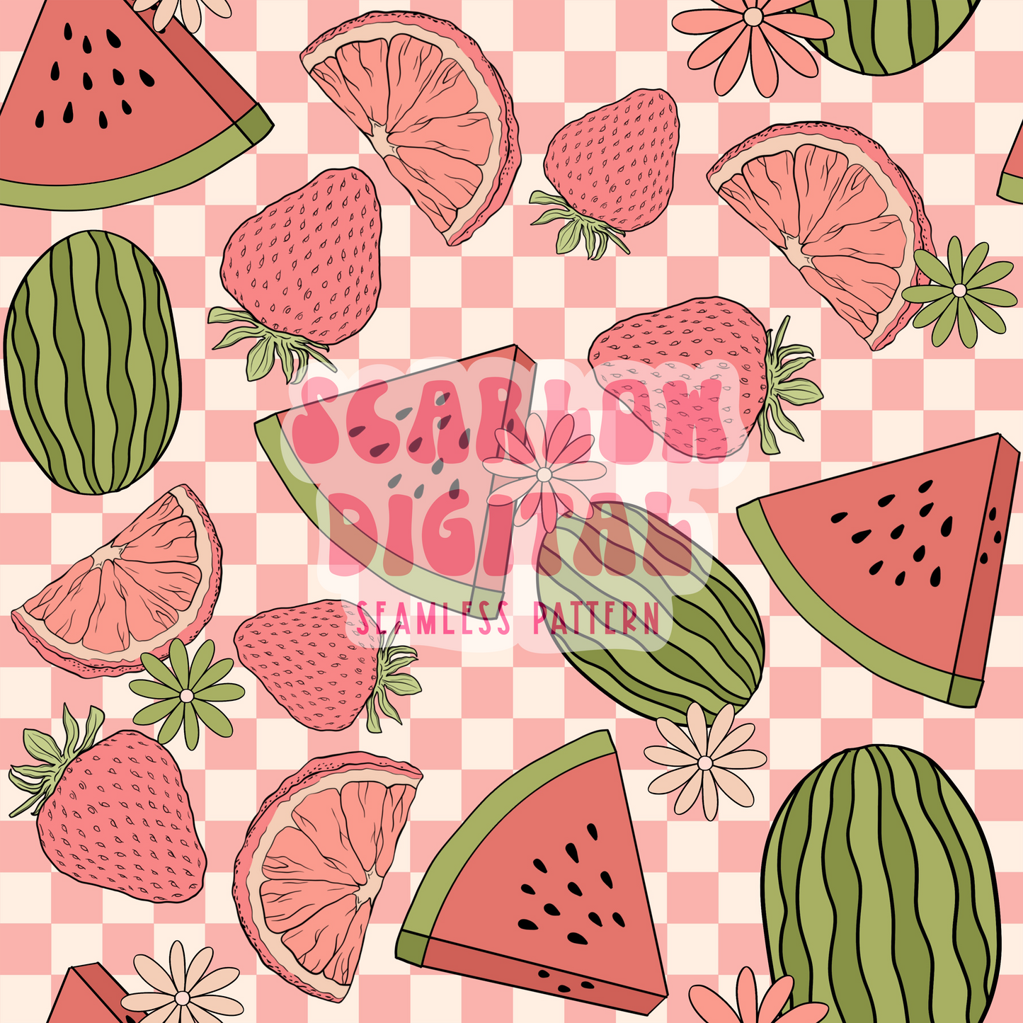 Fruit Seamless Pattern-Summer Sublimation Digital Design Download-summertime seamless pattern, floral seamless file, flowers sublimation