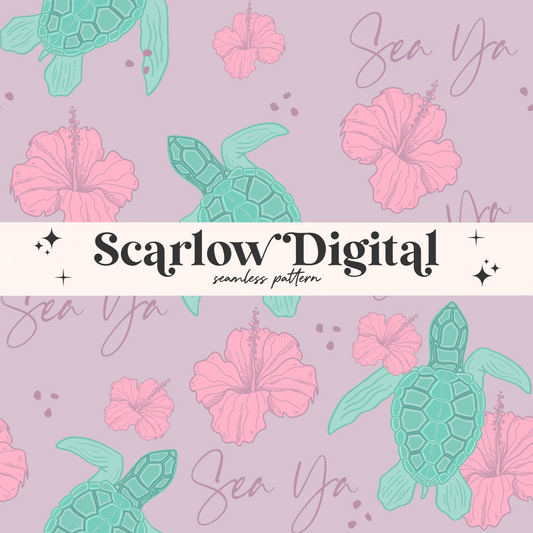 Sea Ya Seamless Pattern-Sea Turtle Sublimation Digital Design Download-beachy seamless file, ocean life seamless, hawaiian seamless pattern