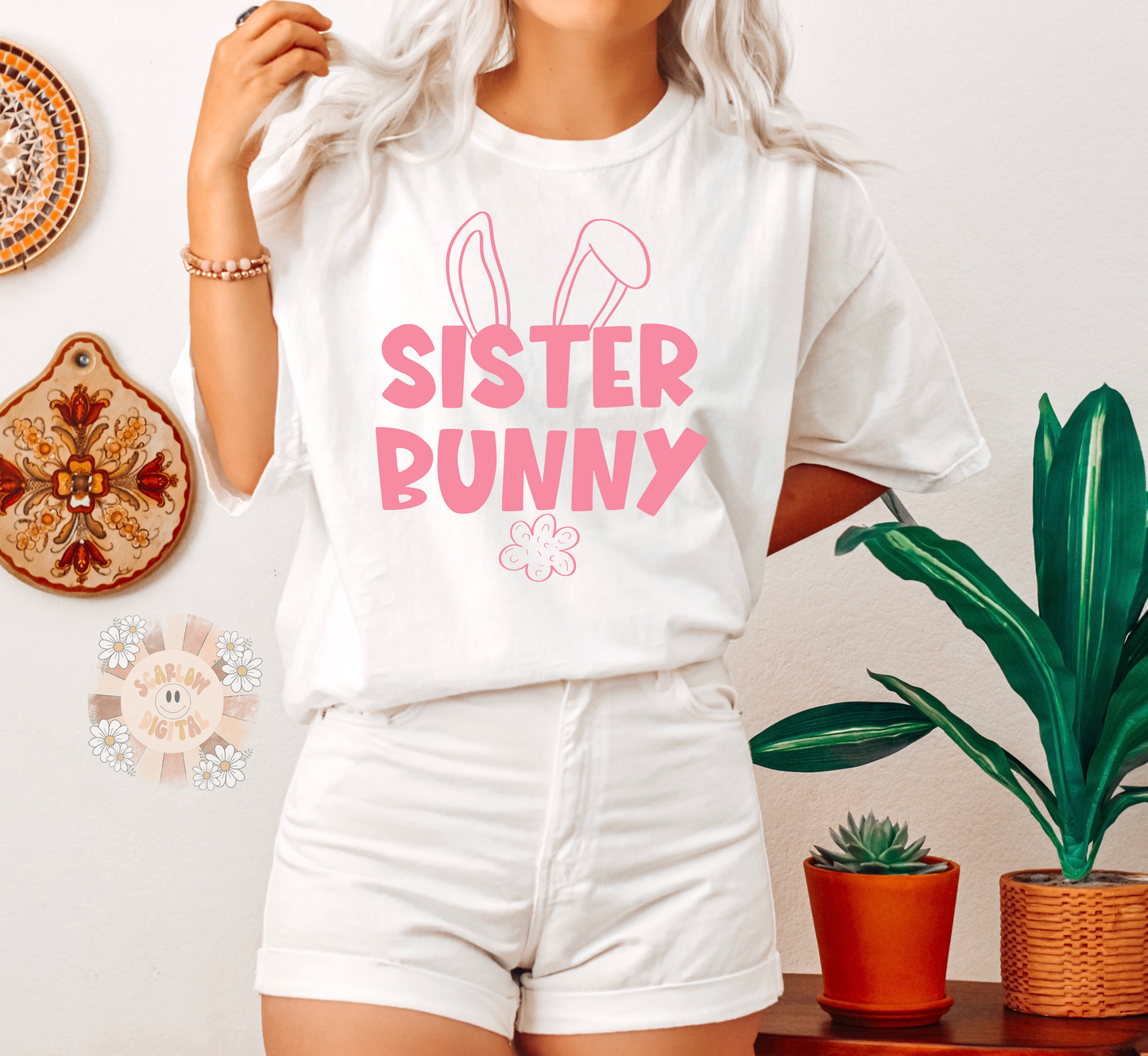 Sister Bunny SVG Easter Digital Design Download, easter bunny svg, girl easter svg, spring svg, cricut svg designs, silhouette svg, girl svg