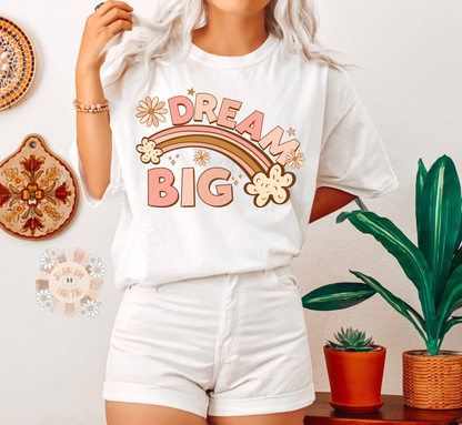 Dream Big PNG-Boho Sublimation Digital Design Download-floral png, rainbow png, inspirational png, motivational png, girl png, retro png
