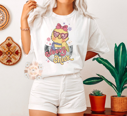 Groovy Chick PNG-Easter Sublimation Digital Design Download-girl easter png, disco ball png, flowers png, hippie easter png, spring png