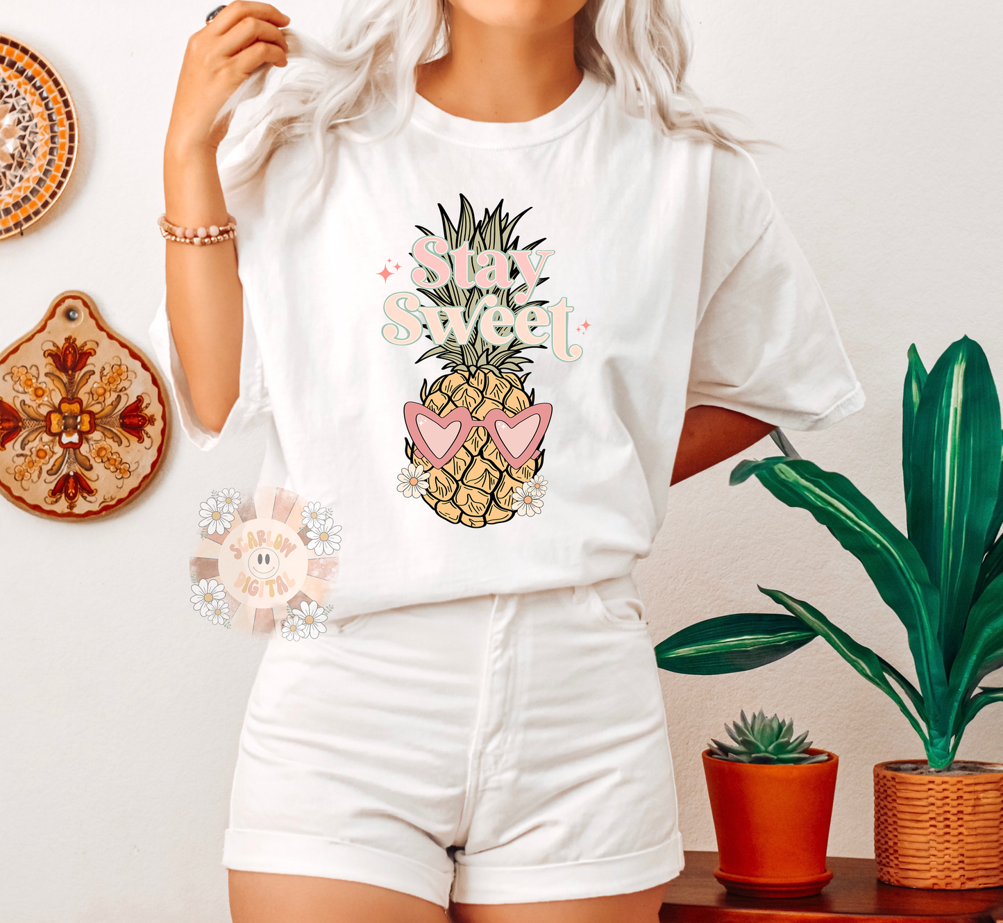 Stay Sweet PNG-Pineapple Sublimation Digital Design Download-summer vibes png, summertime png, fruit png, sunglasses png, funny puns png