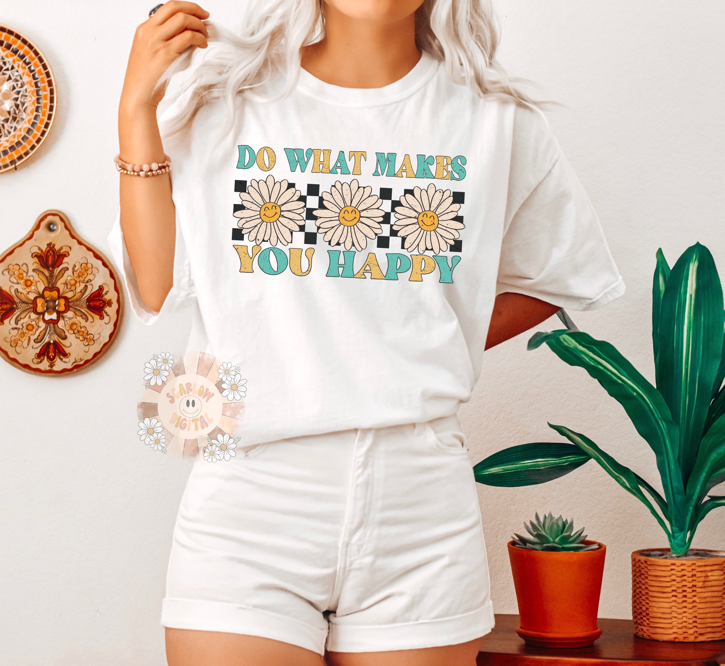 Do What Makes You Happy PNG-Happiness Sublimation Digital Design Download-hippie png, groovy png, trendy png design, happy flower png design