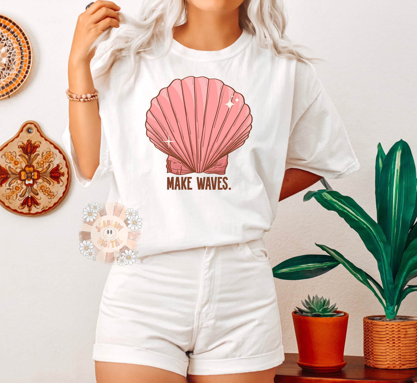 Make Waves PNG-Beachy Sublimation Digital Design Download-vacation png, ocean png, summer vibes png, trendy png, boho png, sea shell png