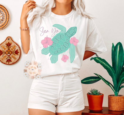 Sea Ya PNG-Sea Turtle Sublimation Digital Design Download-beachy png, ocean life png, sea life png, summer vibes png, boho png, Hawaiian png