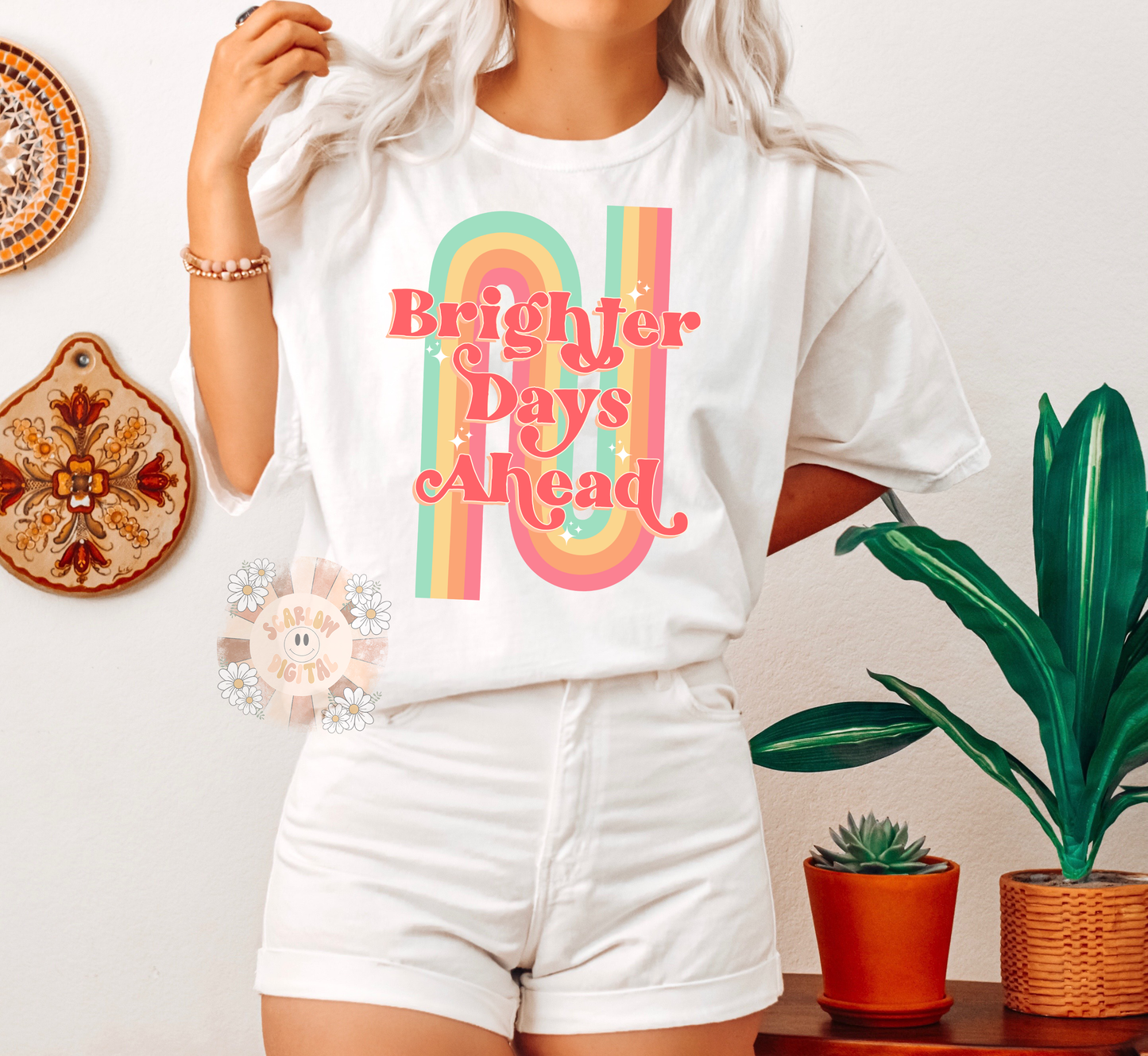Brighter Days PNG-Retro Sublimation Digital Design Download-rainbow png, happiness png, inspirational png, motivational png, trendy png