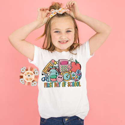 First Day of School PNG-Back to School Sublimation Digital Design Download-apple png, school doodle png, trendy school png, retro school png