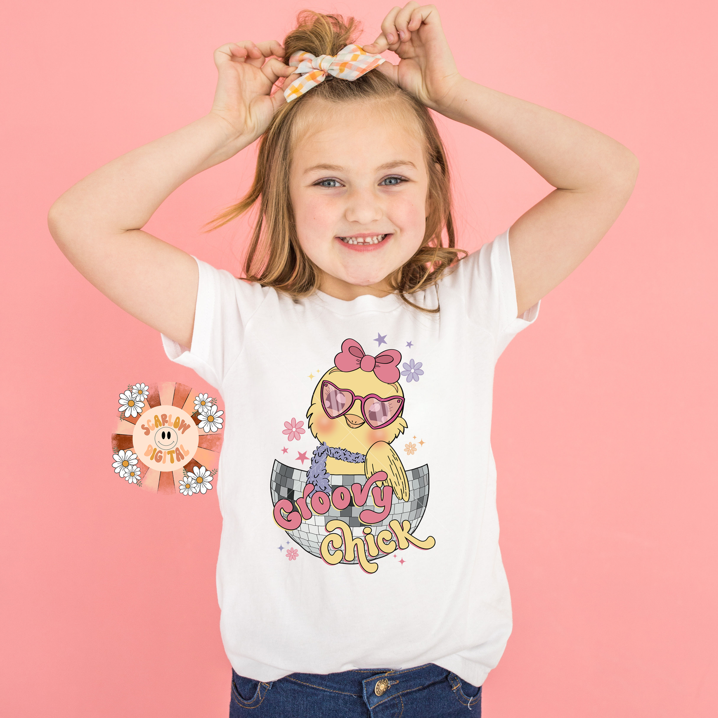 Groovy Chick PNG-Easter Sublimation Digital Design Download-girl easter png, disco ball png, flowers png, hippie easter png, spring png