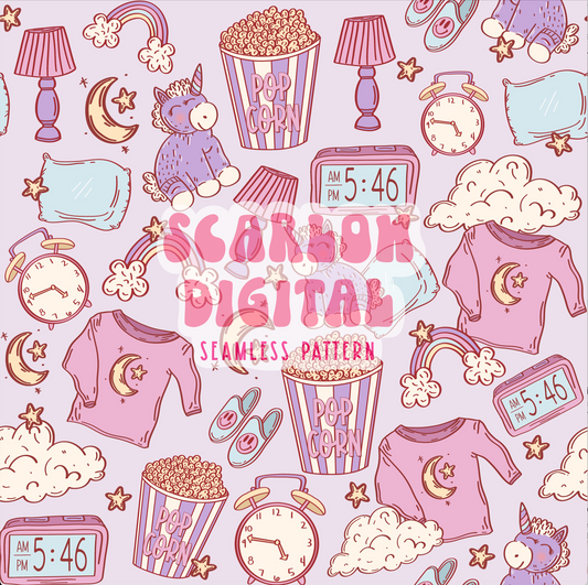 Slumber Party Seamless Pattern Sublimation Digital Design Download-girl seamless file, boho sublimation, newborn seamless, pajamas seamless