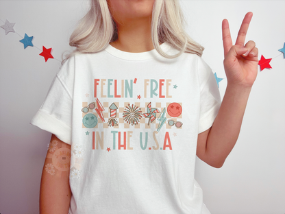 Feelin' Free in the USA PNG-July 4th Sublimation Digital Design Download-firework png, patriotic png, american flag png, stars & stripes png