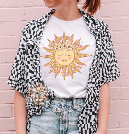 Starve Your Ego Feed Your Soul PNG-Boho Sublimation Digital Design Download-sunshine png, hippie png, groovy png, summer png, flowers png