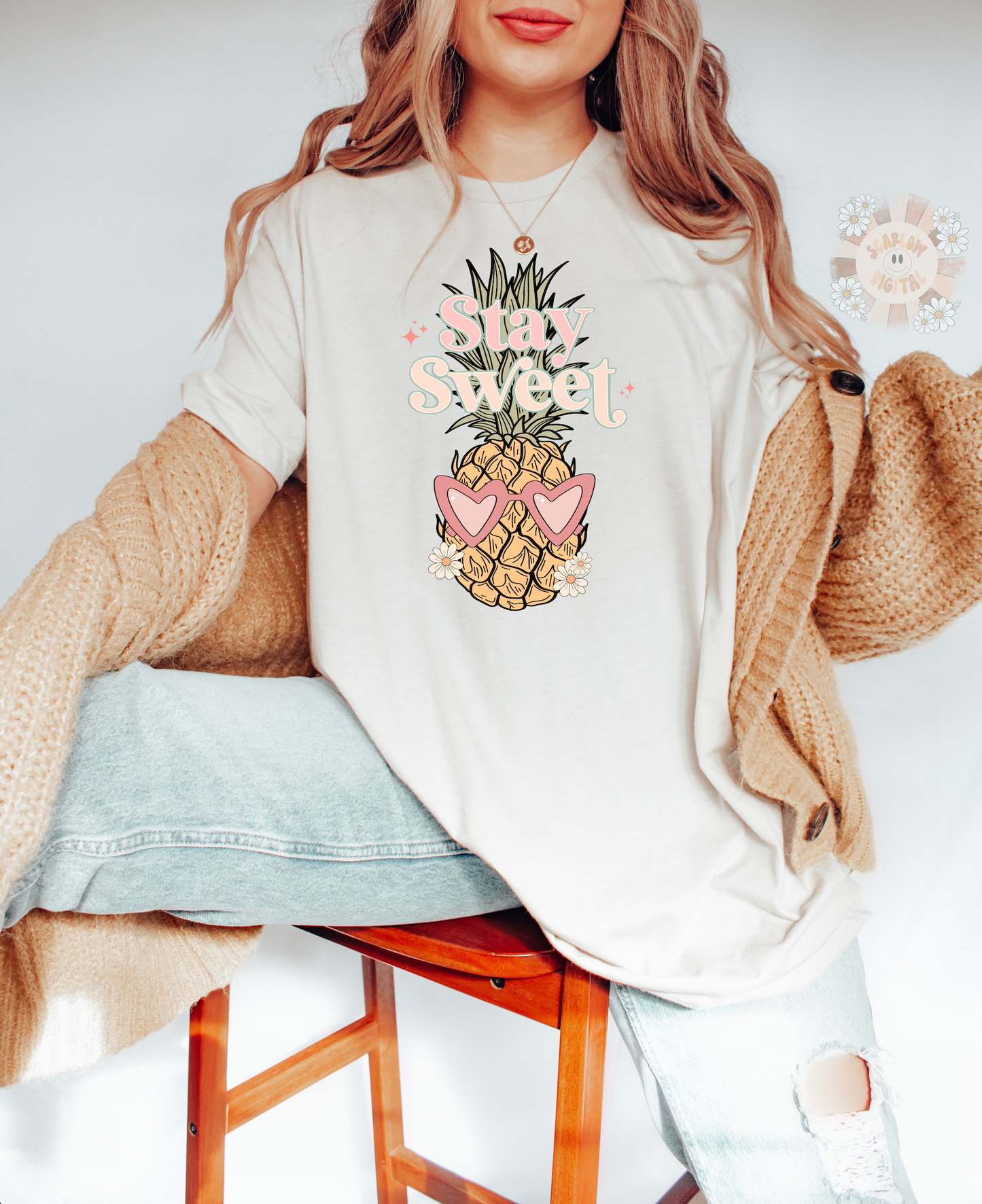 Stay Sweet PNG-Pineapple Sublimation Digital Design Download-summer vibes png, summertime png, fruit png, sunglasses png, funny puns png