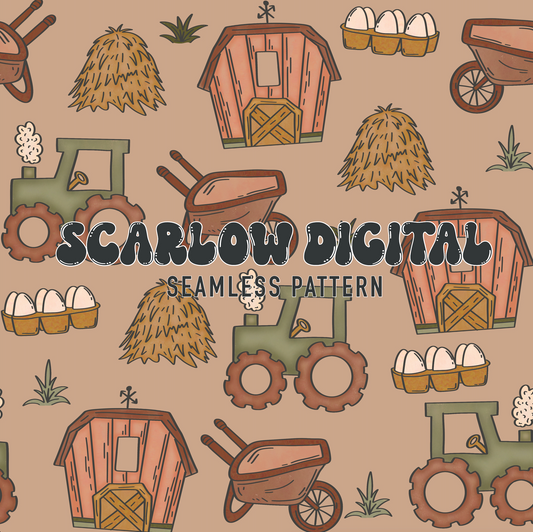 Farm Seamless Pattern-Country Sublimation Digital Design Download-barn seamless file, tractor seamless file, boy seamless, boy sublimation
