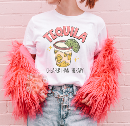 Cheaper Than Therapy PNG-Tequila Sublimation Digital Design Download-drinking png, agave png, cinco de mayo png, summertime png, trippy png