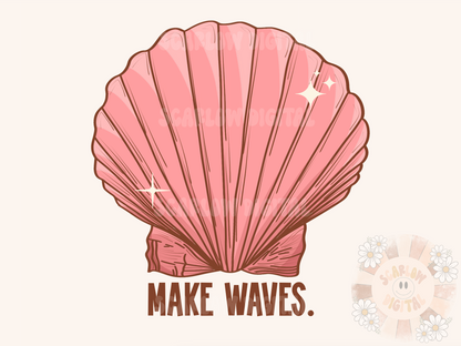 Make Waves PNG-Beachy Sublimation Digital Design Download-vacation png, ocean png, summer vibes png, trendy png, boho png, sea shell png