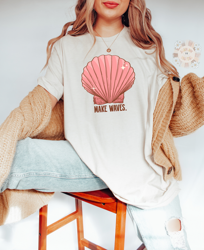 Make Waves PNG-Beachy Sublimation Digital Design Download-vacation png, ocean png, summer vibes png, trendy png, boho png, sea shell png