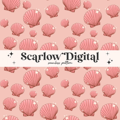 Sea Shells Seamless Pattern-Beachy Sublimation Digital Design Download-summer seamless, tropical seamless, trendy seamless, ocean seamless