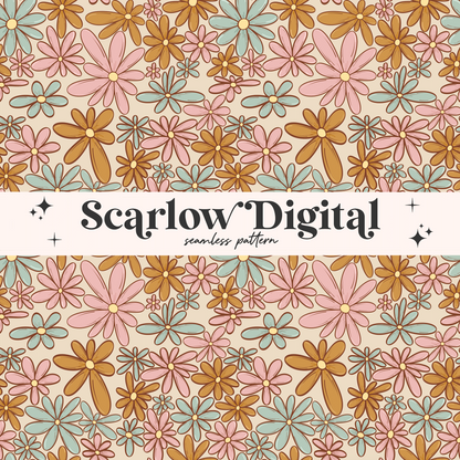 Flowers Seamless Pattern-Boho Sublimation Digital Design Download-floral seamless file, summer seamless file, trendy seamless, spring design