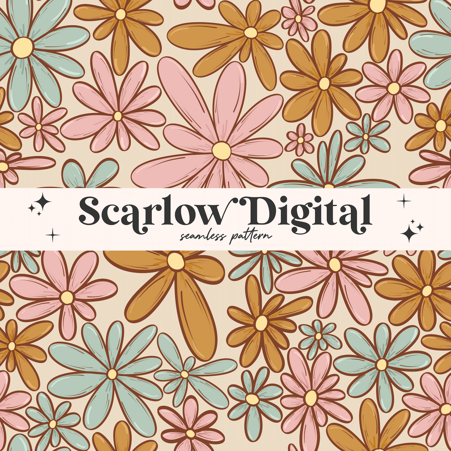 Flowers Seamless Pattern-Boho Sublimation Digital Design Download-floral seamless file, summer seamless file, trendy seamless, spring design