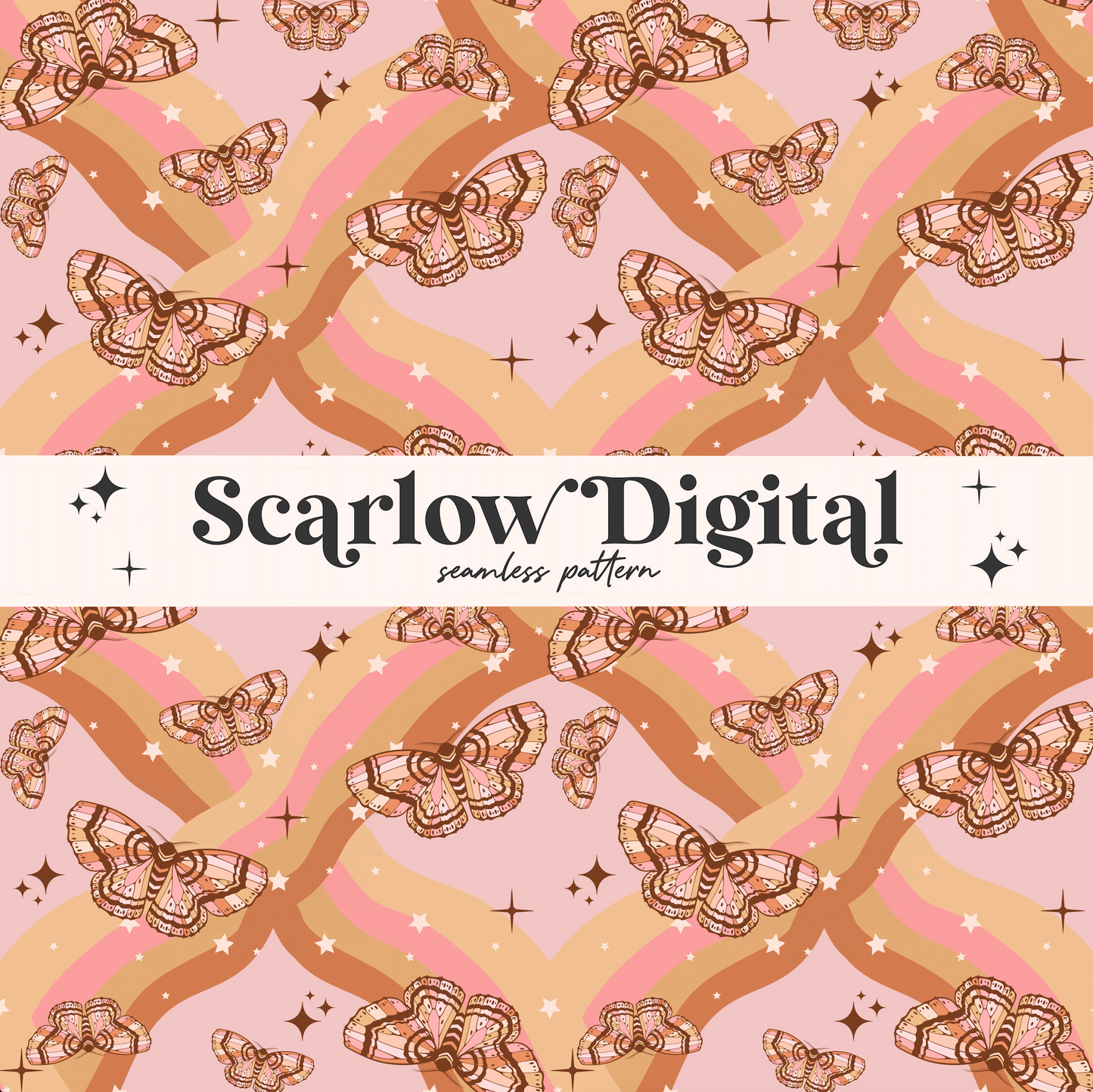 Butterfly Seamless Pattern Sublimation Digital Design Download-let's bloom seamless file, retro seamless, groovy seamless, trendy seamless