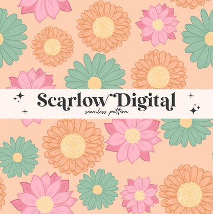 Floral Seamless Pattern-Summer Sublimation Digital Design Download-spring seamless file, back to school seamless file, repeating files