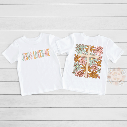 Jesus Loves Me Front and Back PNG Bundle-Floral Sublimation Digital Design Download-flower png, png bundle, trendy png, christian png design