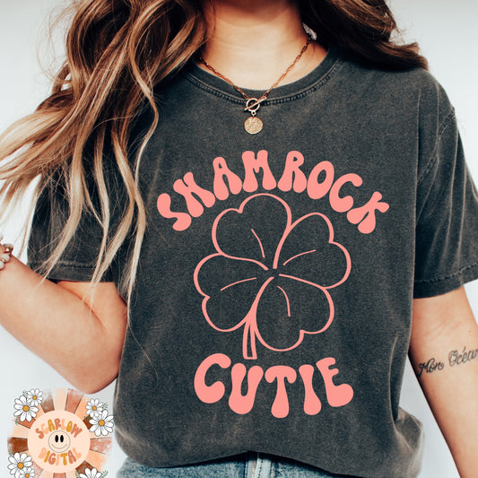 Shamrock Cutie SVG-Saint Patrick's Day Cricut Cut Files-clover svg, leprechaun svg, little girl svg, groovy leprechaun svg, lucky girl svg