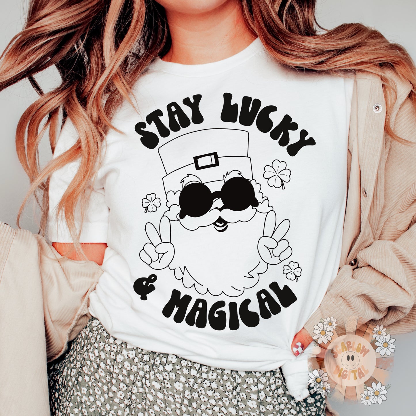 Stay Lucky and Magical SVG-Saint Patrick's Day Cricut Cut Files-clover svg, leprechaun svg, little boy svg, groovy leprechaun svg designs