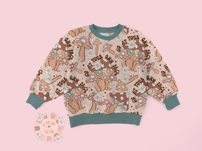 Go At Your Own Pace Seamless Pattern-Mushroom Sublimation Digital Design Download-summer seamless file, boho sublimation, retro seamless