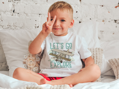 Let's Go Explore PNG-Adventure Sublimation Digital Design Download-vintage airplane png, travel png, little boy png, boy sublimation designs