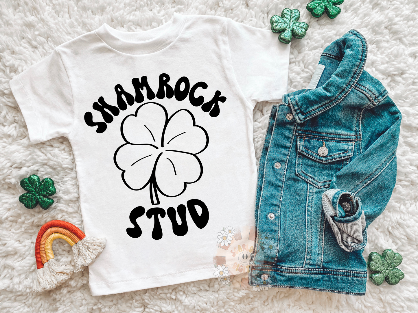 Shamrock Stud SVG-Saint Patrick's Day Cricut Cut Files-clover svg, leprechaun svg, little boy svg, groovy leprechaun svg designs, lucky boy