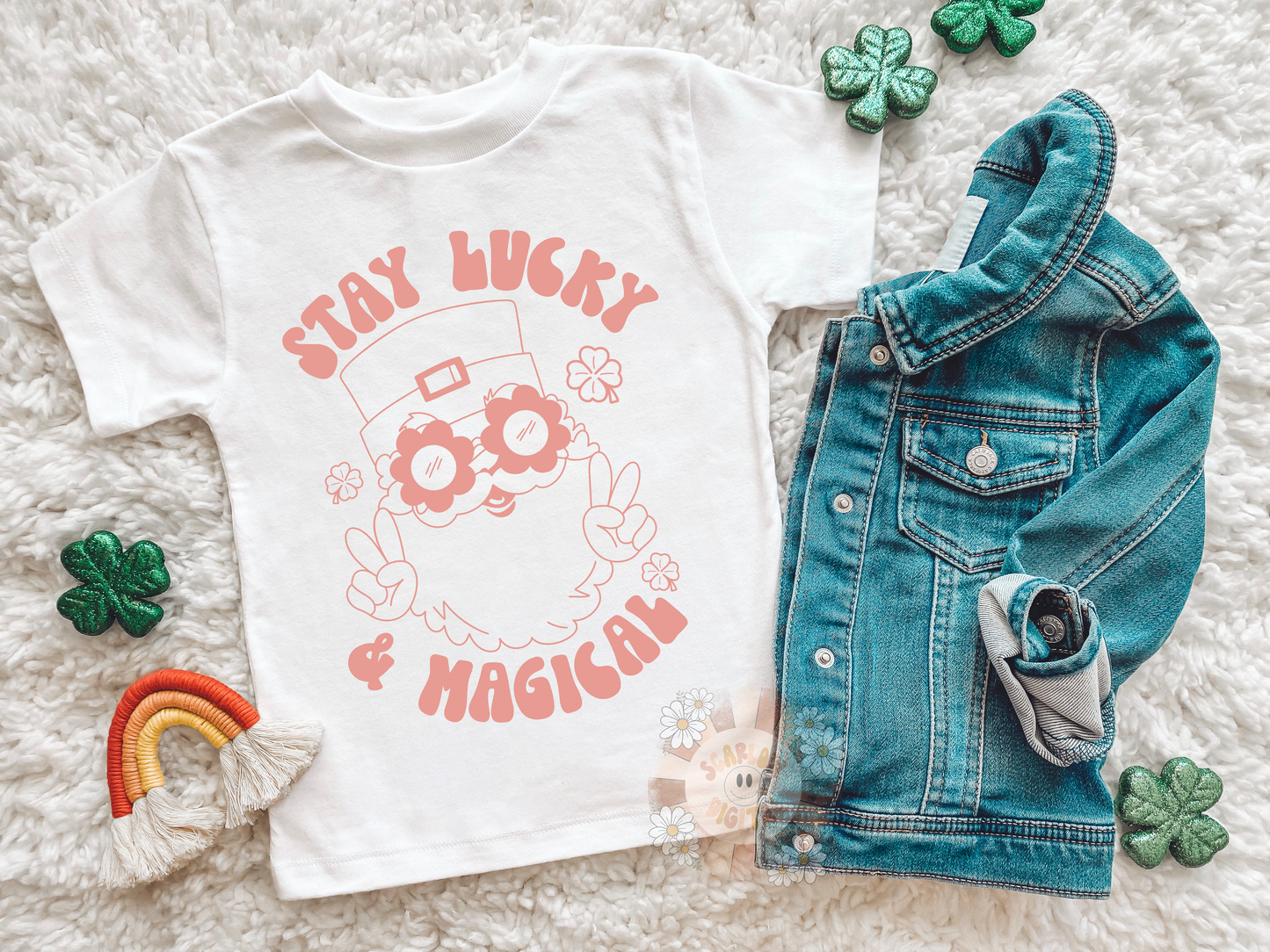 Stay Lucky and Magical SVG-Saint Patrick's Day Cricut Cut Files-clover svg, leprechaun svg, little girl svg, groovy leprechaun svg designs