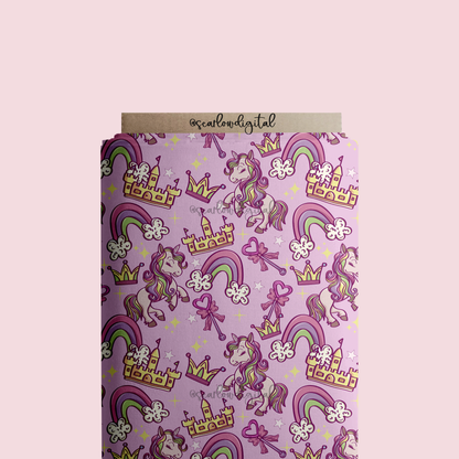 Magical Seamless Pattern-Unicorn Sublimation Digital Design Download-magic castle seamless, rainbow seamless, fairytale seamless pattern