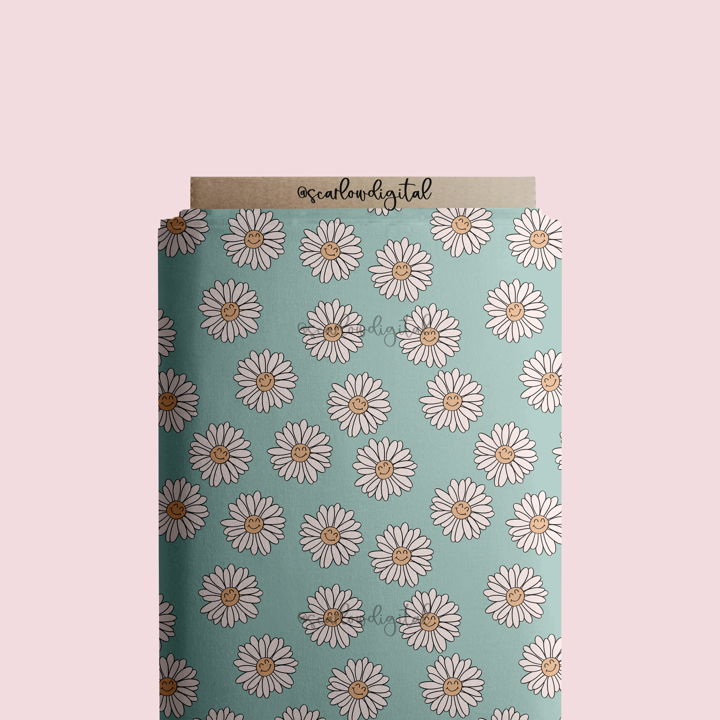Happy Flowers Seamless Pattern-Boho Sublimation Digital Design Download-summer florals seamless file, smiling seamless, daisy seamless file