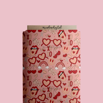 Valentine's Day Doodles Seamless Pattern Sublimation Digital Design Download-sunglasses seamless file, xoxo sublimation, love seamless file