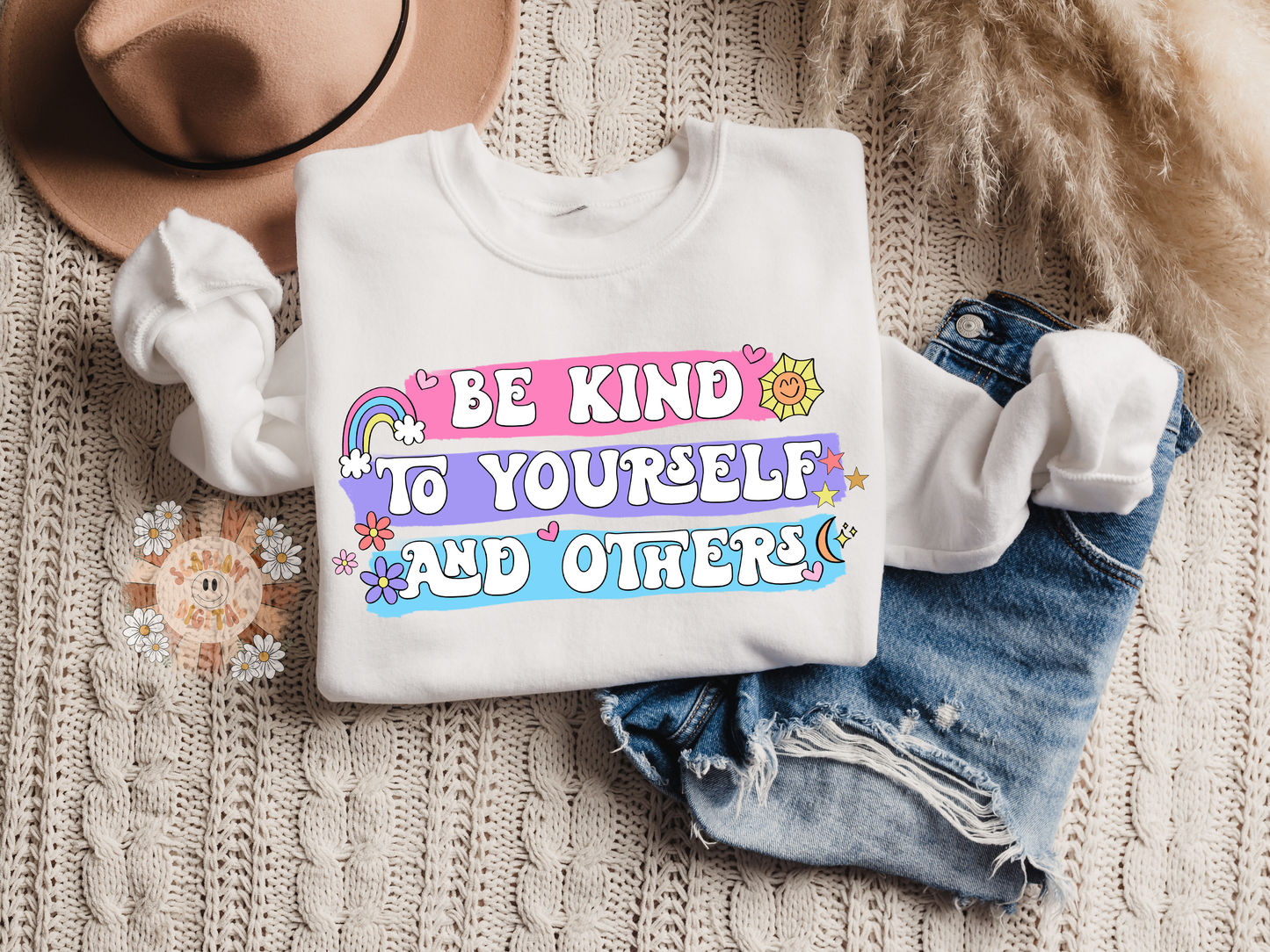 Be Kind to Yourself and Others PNG-Self Love Sublimation Digital Design Download-colorful png, rainbow png, heart png, star png, retro png