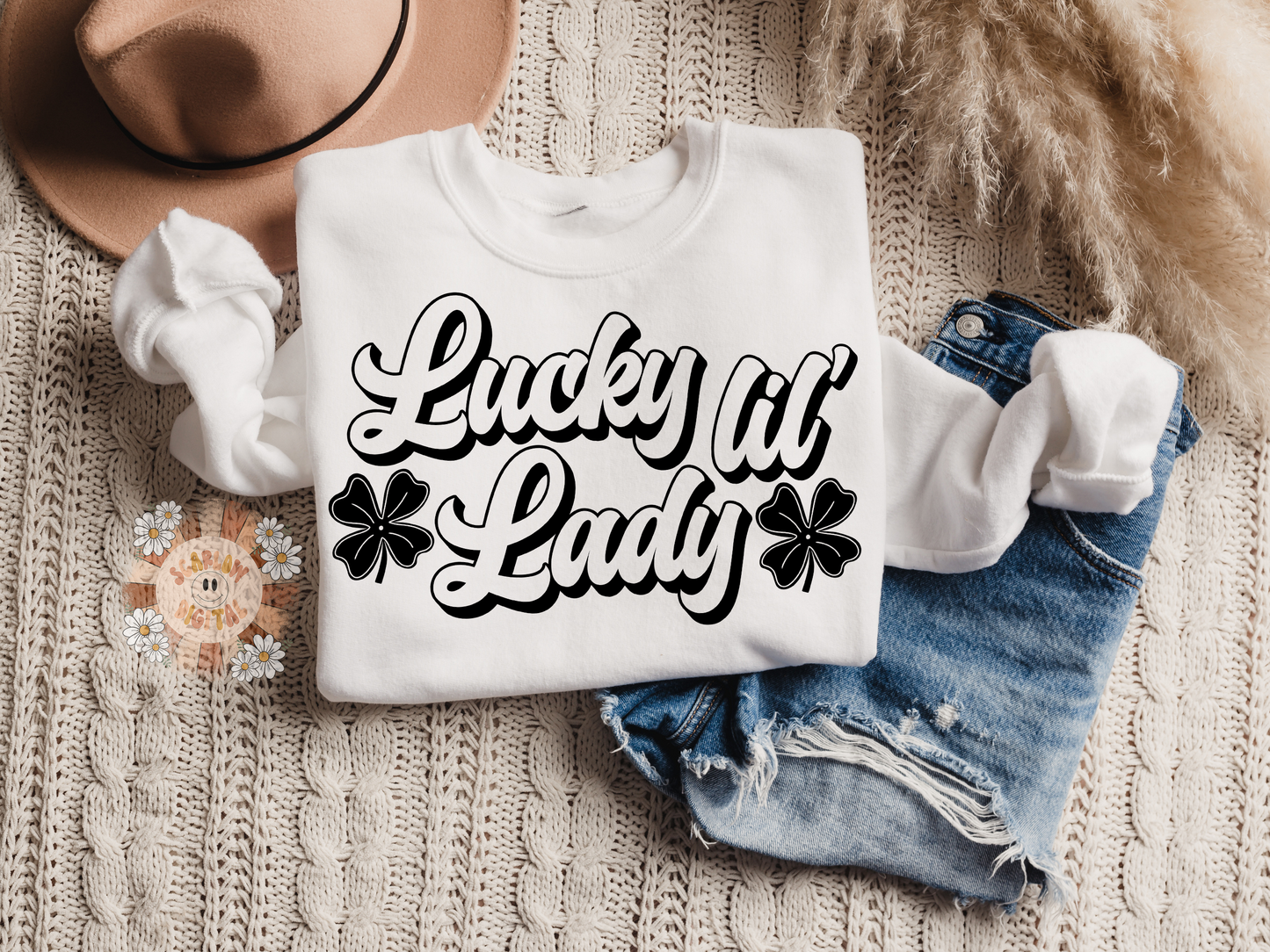 Lucky Lil' Lady SVG Digital Design Download-Saint Patrick's Day Cricut Cut Files-clover svg, leprechaun svg, st patty day girl svg, groovy leprechaun svg cut files