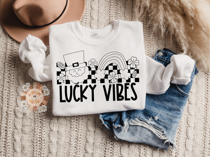 Lucky Vibes SVG-Saint Patrick's Day Cricut Cut Files-clover svg, leprechaun svg, happy svg, groovy leprechaun svg, rainbow svg, gold coins