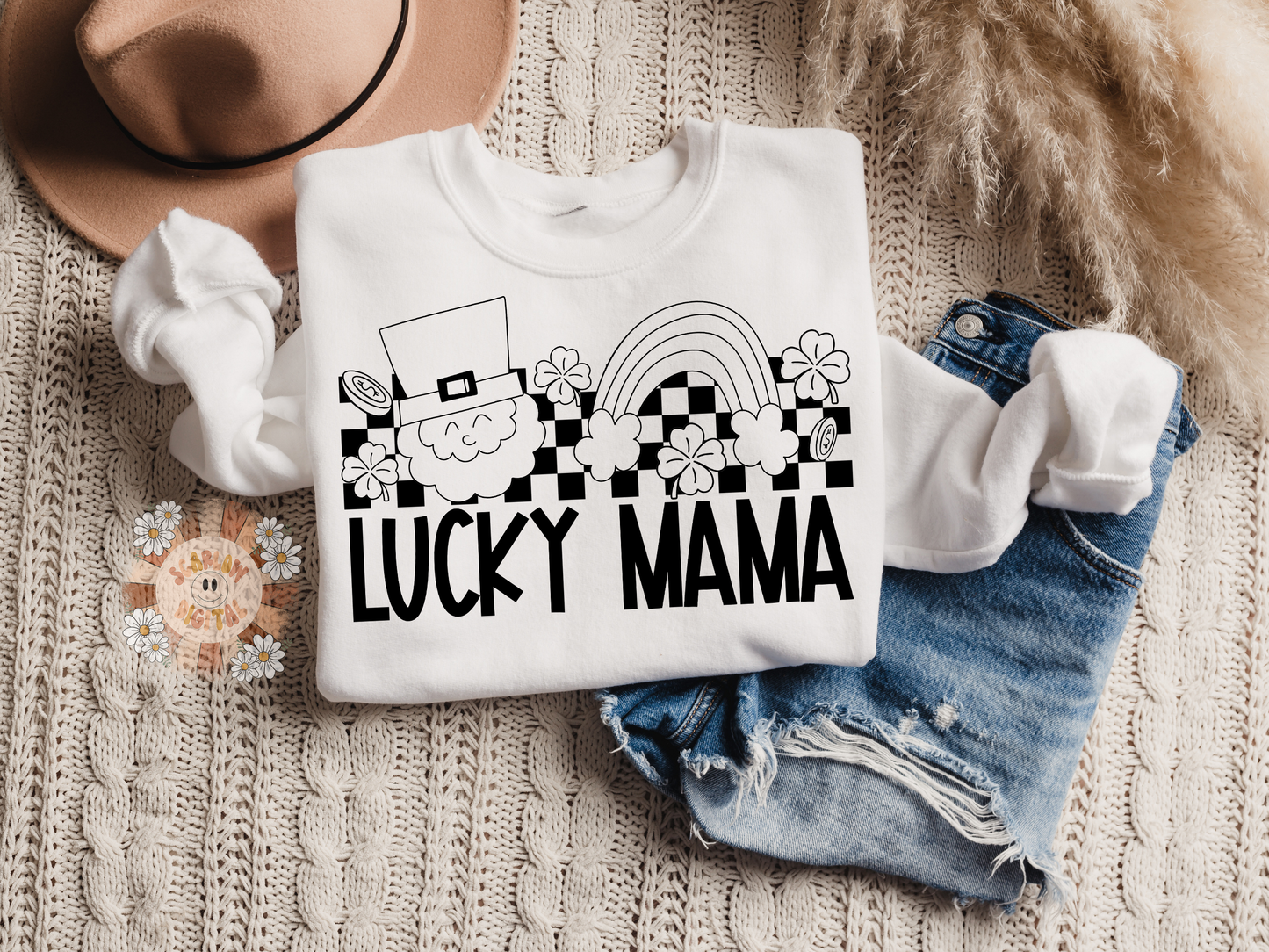 Lucky Mama SVG-Saint Patrick's Day Cricut Cut Files-clover svg, leprechaun svg, lucky mama svg, groovy leprechaun svg designs, png for moms