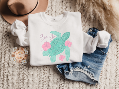 Sea Ya PNG-Sea Turtle Sublimation Digital Design Download-beachy png, ocean life png, sea life png, summer vibes png, boho png, Hawaiian png