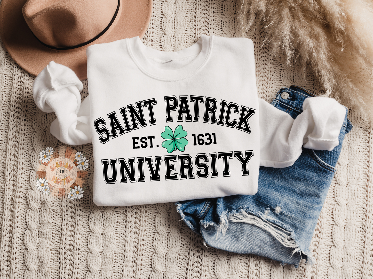 Saint Patrick University PNG-Saint Patty's Day Sublimation Digital Design Download-lucky png, shamrock png, leprechaun png, clover PNG Design