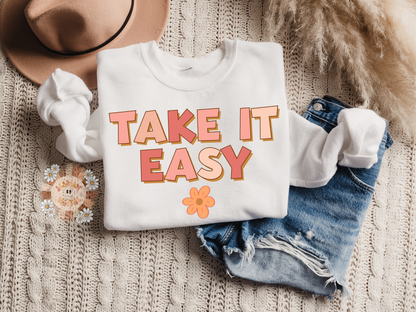 Take it Easy PNG-Summer Vibes Sublimation Digital Design Download-floral png, flowers png, summer png, spring png, retro png, boho shirt png