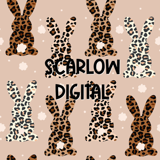 Leopard Print Easter Bunny Seamless Digital Paper, Seamless Easter Pattern for fabric, Easter digital wallpaper, tumbler seamless pattern