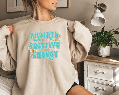 Radiate Positive Energy Silver Glitter PNG sublimation design download, Daisy floral png, floral girl png design, png for little girls,