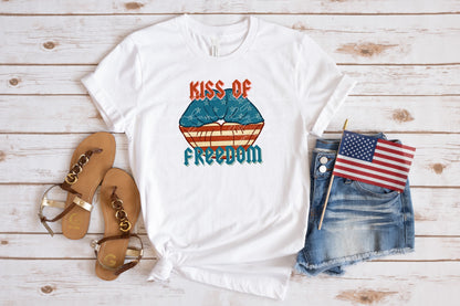 Kiss of Freedom July 4th PNG sublimation design download, American flag png, patriotic sublimation design, Independence Day tshirt designs