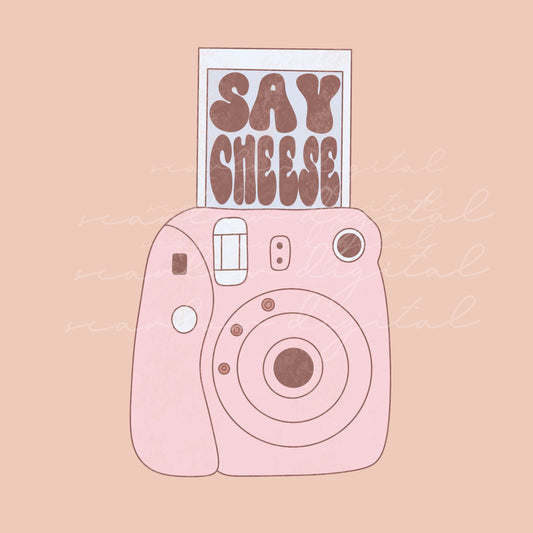 Polaroid Say Cheese PNG for stickers, commercial-use sticker design png, png design for teenage girls, sticker png design download,